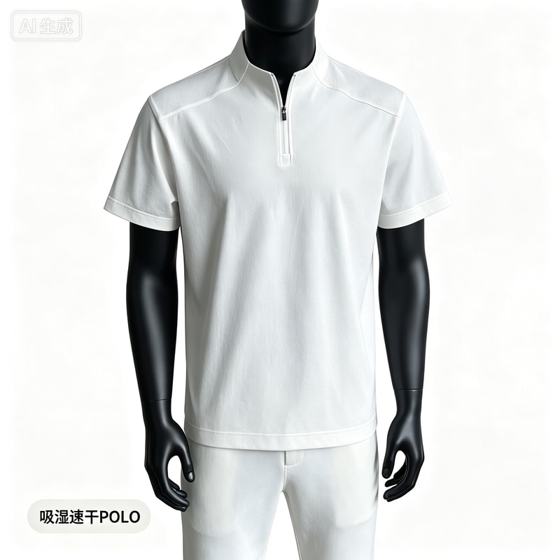 男士2026年新款夏季吸湿速干运动型拼接带拉链款POLO衫短袖t恤男图片