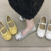 女气质裙子时尚 法式 配一字2026银色带玛丽珍单鞋 芭蕾单鞋 春季