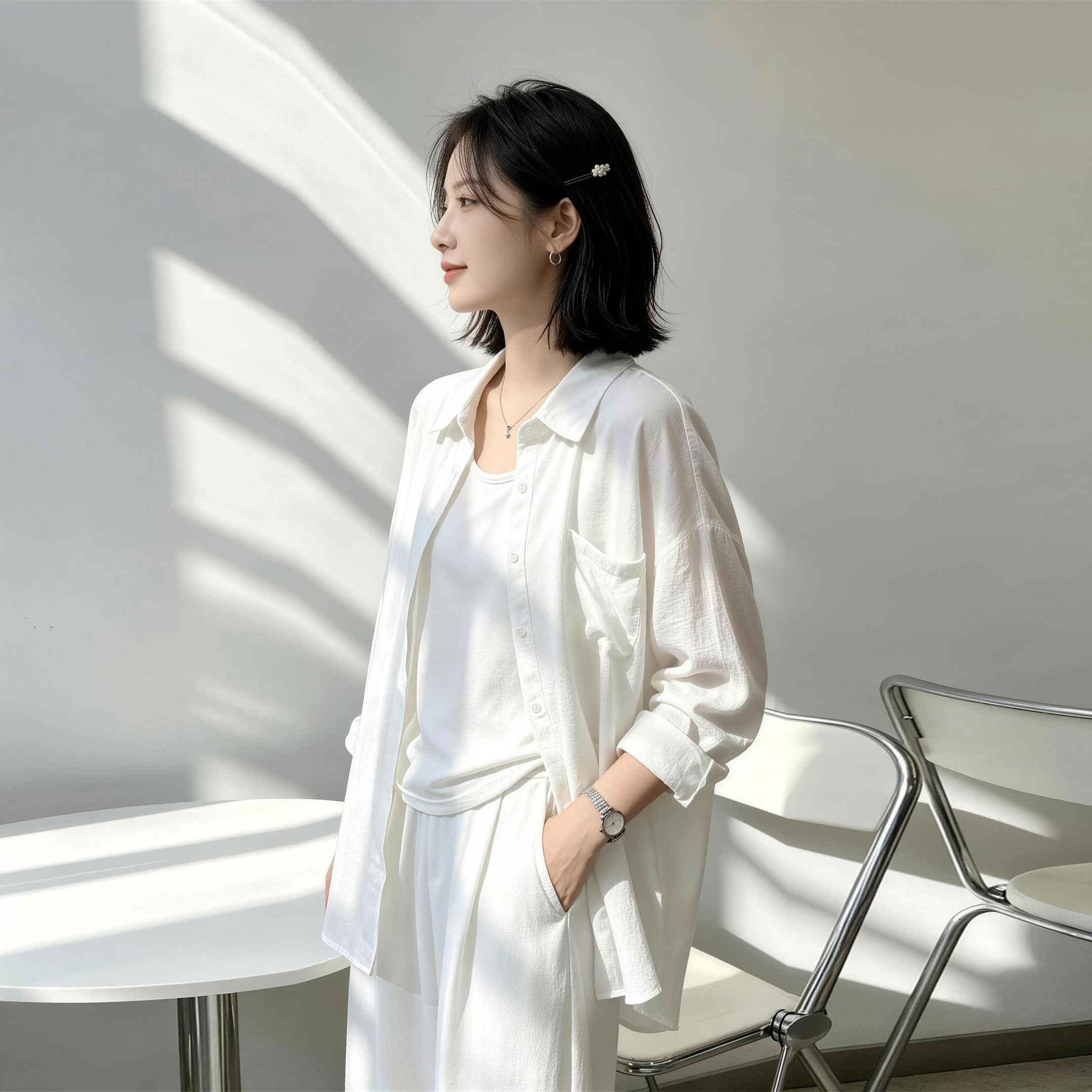垂感不易皱白色老钱风亚麻衬衫女秋棉麻绝美长袖防晒开衫上衣外套