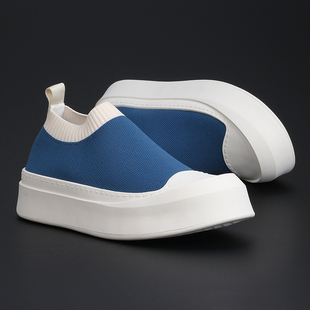 男低帮鞋 鞋 潮流新款 厚底增高休闲鞋 子男透气百搭一脚蹬飞织网布鞋