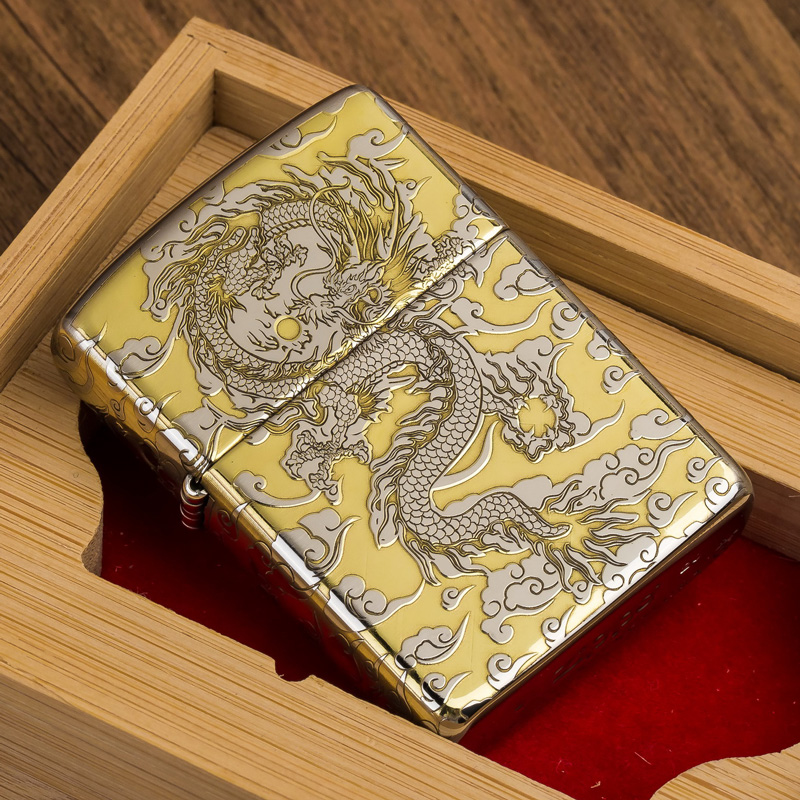 zippo打火机原装正版纯铜银盔甲唐草貔貅祥云龙教师节送礼zppo男
