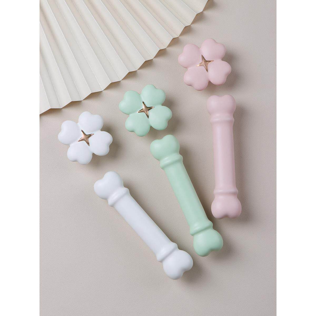 简约高档长拉手儿童房大衣柜门柜子抽屉橱柜96单孔心形陶瓷大把手