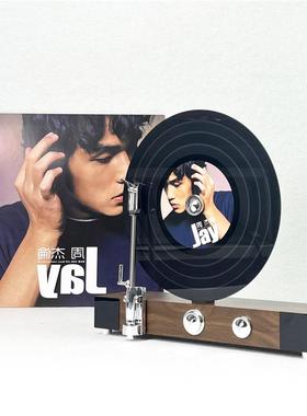 新款覆古黑胶唱片机现代轻奢立式留声机模型摆件客厅样板间装饰品