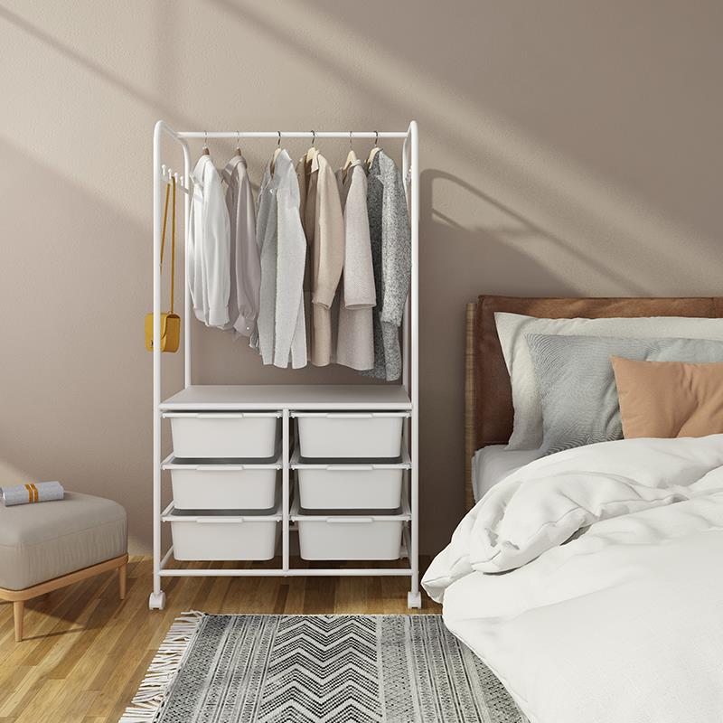 衣架落地家用卧室收纳整理神器可移动挂衣帽架多功能收纳柜晾衣架