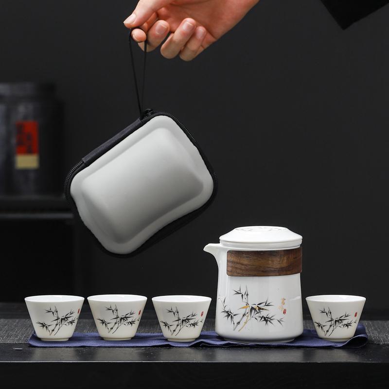 快客杯一壶露营陶瓷可携式旅行茶具套组功夫户外泡茶壶出差旅游茶