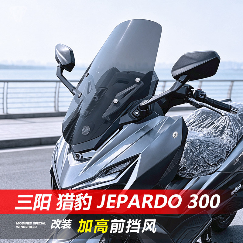 骑仕牛适用于三阳 猎豹 Jepardo 300风挡玻璃改装加高前风挡配件