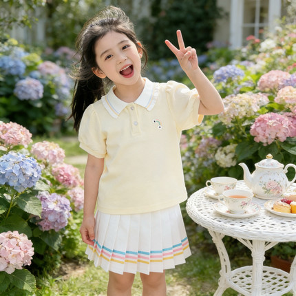 【彩虹奶芙】H2686夏款女童时髦百搭洋气套装