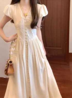 法式温柔风设计感白色无袖背心连衣裙女2026夏季新款气质显瘦长裙