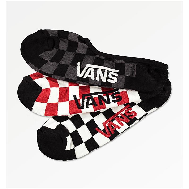 VANS/范斯男士运动袜子三双装船袜透气格子吸汗美国直邮307308