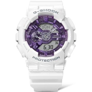 CASIO卡西欧手表G Shock防水双显示白紫色男女礼物手表GA110WS