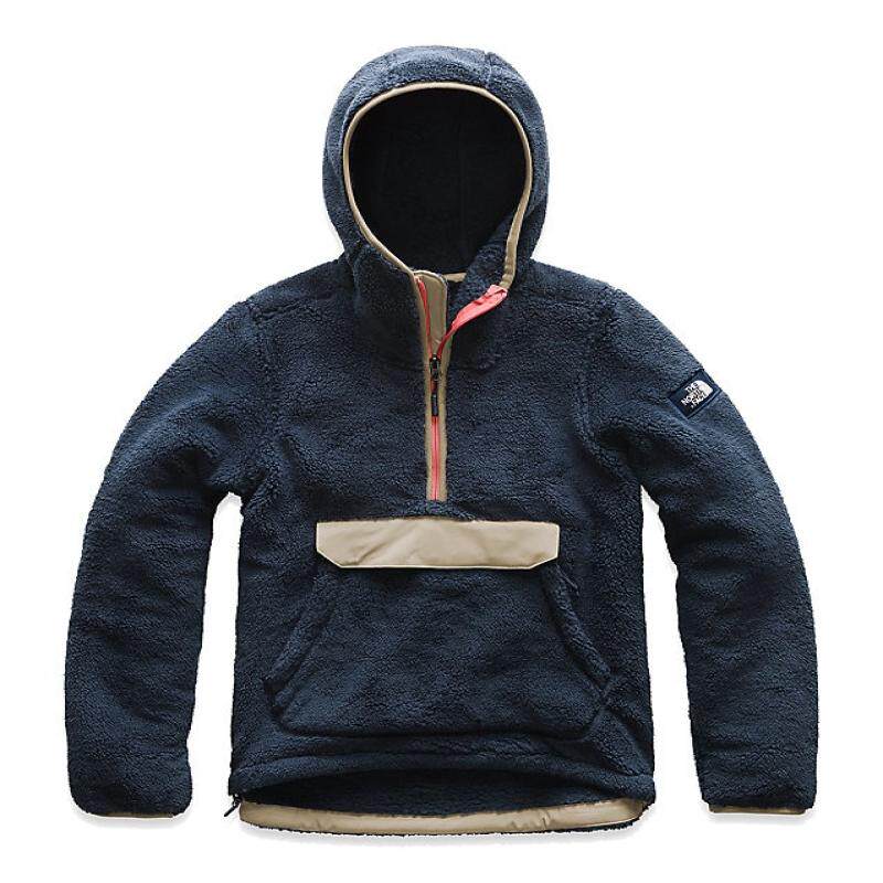 the north face/北面女户外抓绒卫衣连帽口袋半拉链柔软轻质t553f