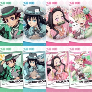 鬼灭之刃兔年系列兔塑款75mm双闪大徽章祢豆子炭治郎挂饰痛包谷子