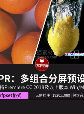 多组合PR分屏预设 1-6屏幕画面切割拼接平行排版动画premiere预设