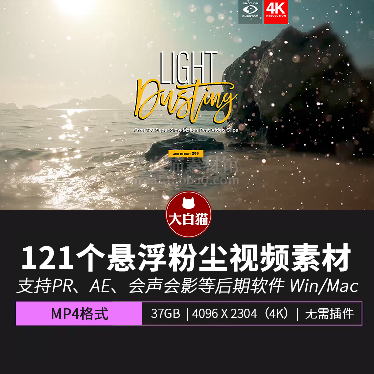 视频素材 121个4K悬浮粉尘粒颗灰尘粒子动画 特效镜头合成素材