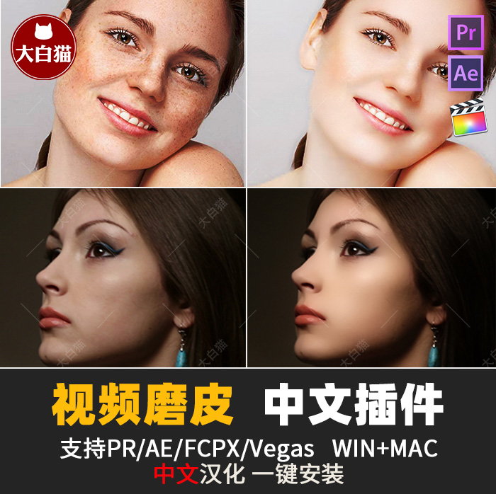 PR磨皮Beauty Box4.2.3视频磨皮美容祛痘FCPX/AE/P