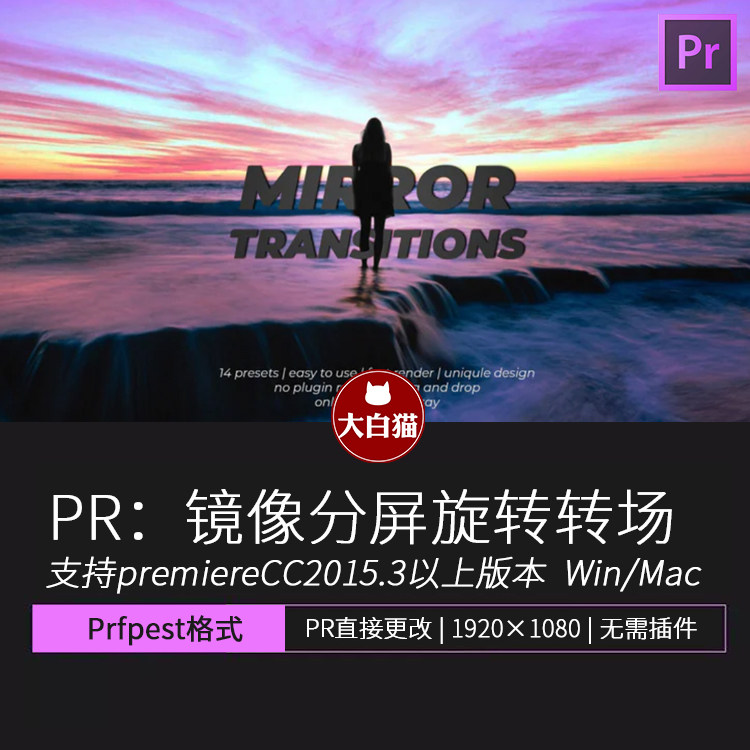 pr转场过渡 vlog分屏时尚艺术镜像旋转过渡pr转场预设prfpset