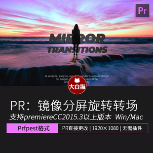 PR转场过渡 Vlog分屏时尚艺术镜像旋转过渡PR转场预设prfpset