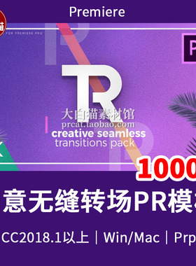 1000种 Premiere转场 精选创意无缝过渡视频转场效果动画PR模板