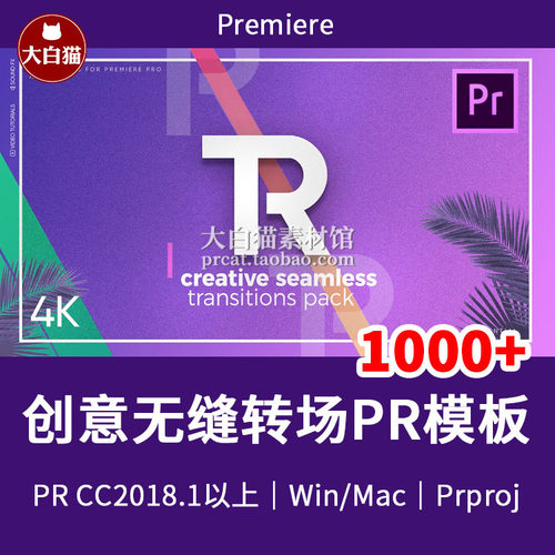 1000种 Premiere转场 精选创意无缝过渡视频转场效果动画PR模板
