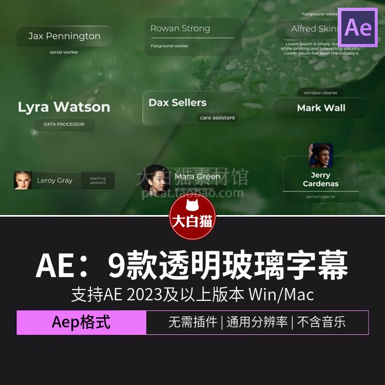 Ae姓名条 商业简洁人物介绍9款半透明磨砂毛玻璃字幕动画AE模板,商务/设计服务,设计素材/源文件,淘宝优惠券,粉丝福利购,淘宝优惠卷