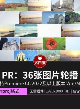 Pr模板36张图片轮播企业宣传商务风公司活动照片展示premiere模板