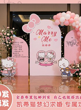 helloKittyKT猫求婚室内布置浪漫表白定制场景结婚订婚kt板背景板