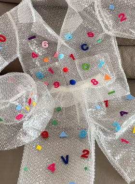 儿童环保服装男童手工制作气泡袋数字环保衣服幼儿园时装秀走秀服