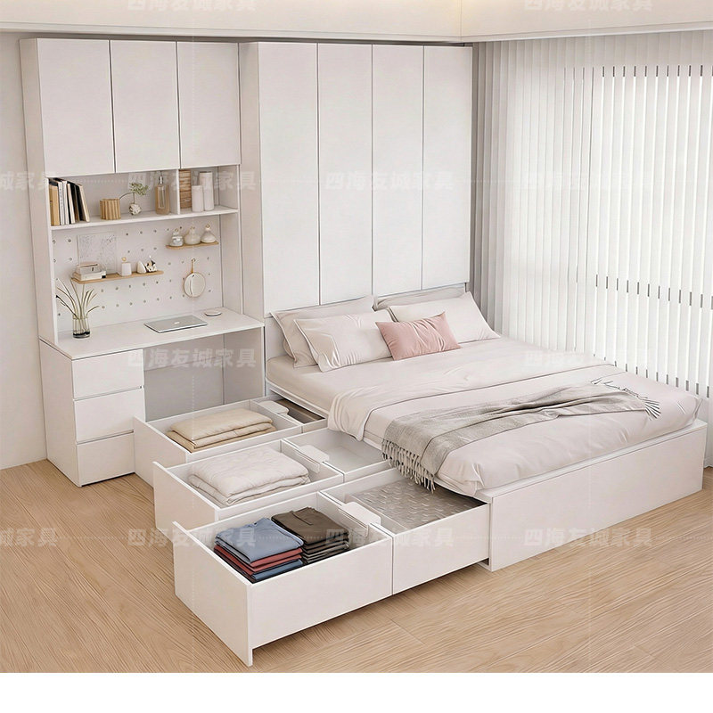 榻榻米床衣柜一体小户型衣柜床家用多功能儿童储物床带书桌组合床,住宅家具,衣柜床,淘宝优惠券,粉丝福利购,淘宝优惠卷