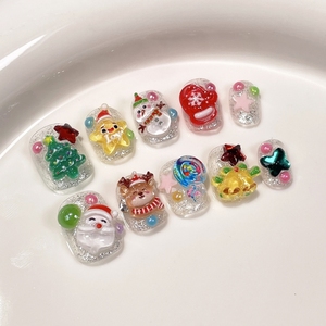 圣诞节穿戴甲纯手工美甲圣诞老人立体卡通穿戴式指甲贴成品可拆卸