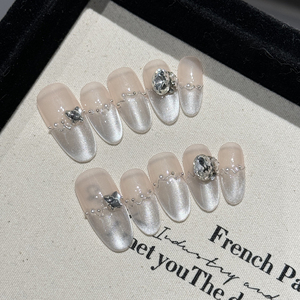 穿戴甲纯手工穿戴甲猫眼高级氛围感轻奢百搭显白纯欲结婚椭圆美甲