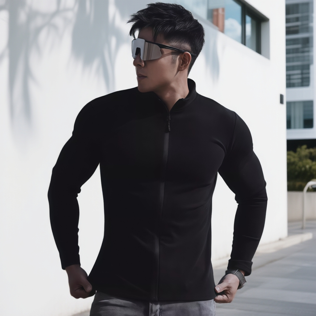 男士立领全拉链跑步外套