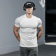 简约休闲跑步拼接打底T恤撸铁健身训练弹力 运动纯色短袖 夏季 新款