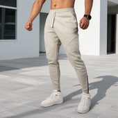 运动日常 拉链脚口保暖轻熟潮装 撸铁肌肉健身厚款 拼接户外休闲卫裤