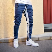 休闲长裤 小脚裤 男修身 跑步训练裤 弹力 拼色拉链卫裤 肌肉健身运动裤