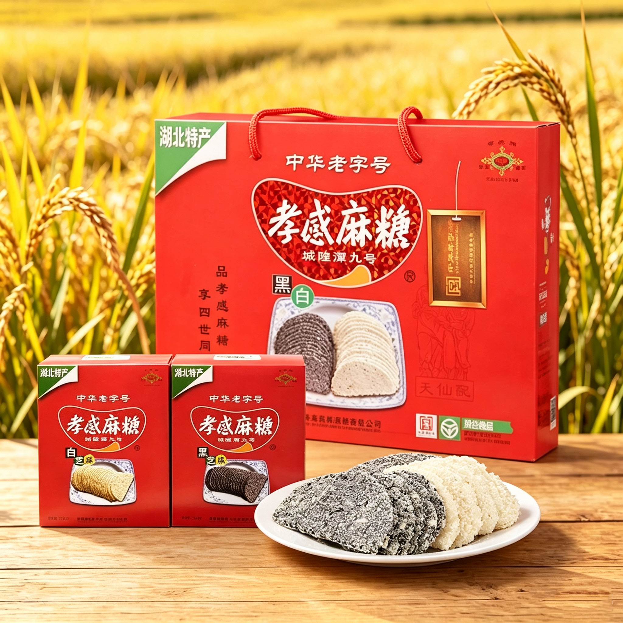 孝感牌孝感麻糖黑白礼盒500g 湖北特产芝麻糖零食小吃 中华老字号