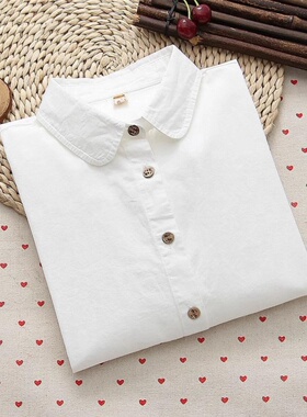 白色纯棉衬衫女春秋2025新款设计感小众显瘦宽松气质翻领长袖衬衣