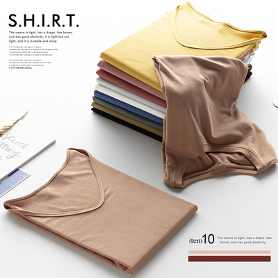 短袖百搭薄螺纹粘纤女