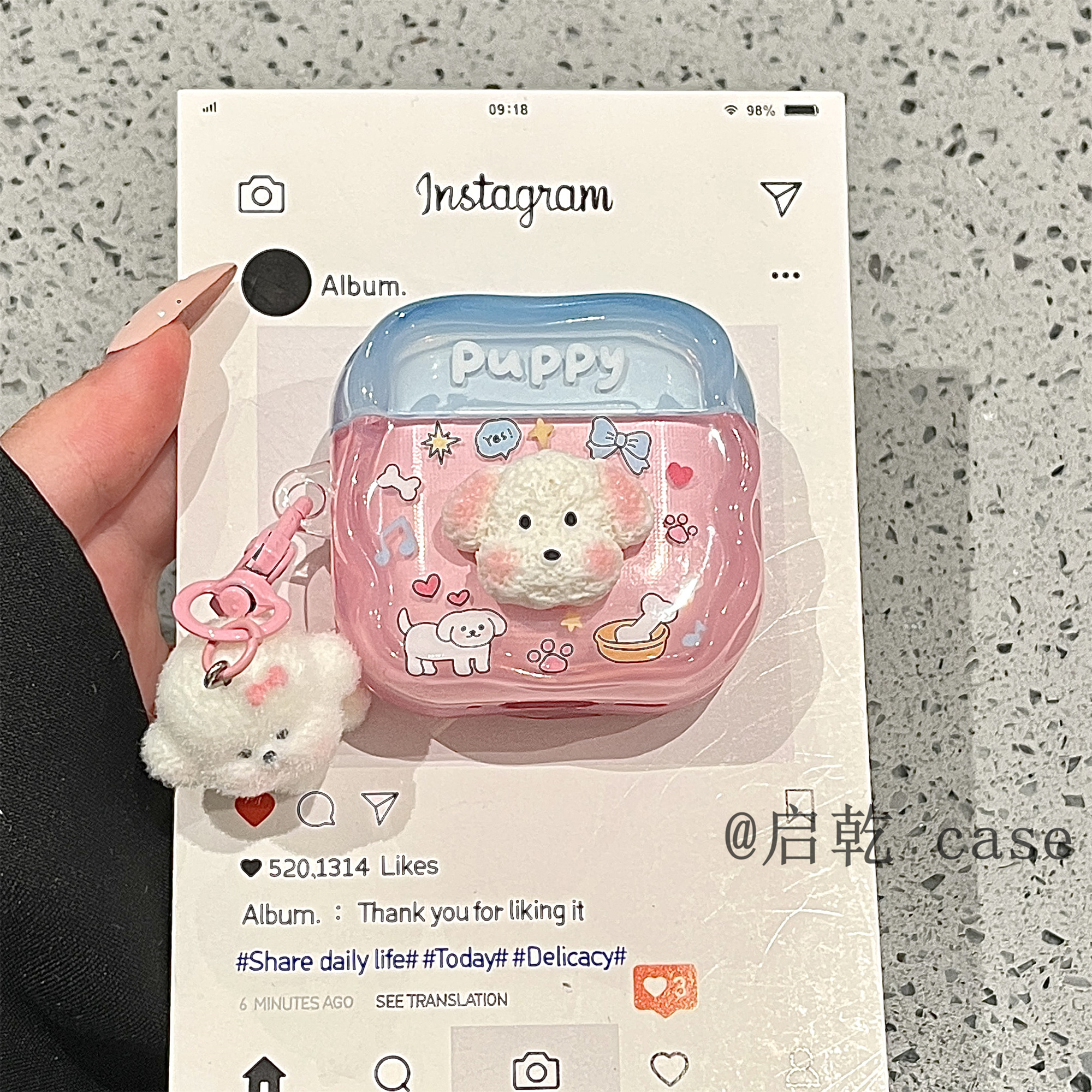 启乾 立体腮红小白狗挂件Airpods4/3耳机保护壳套2pro二三代新款适用苹果无线蓝牙硅胶软壳少女心可爱卡通ins