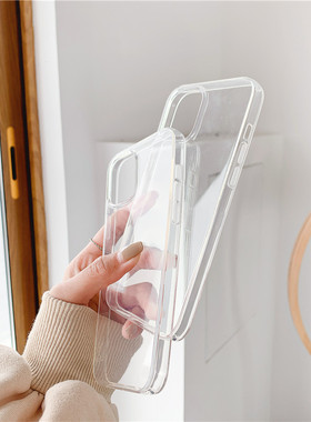简约透明适用苹果17/16/15手机壳iphone13ProMax/12纯色XS情侣7/8plus启乾XR硅胶11全包边14防摔软壳SE13Mini