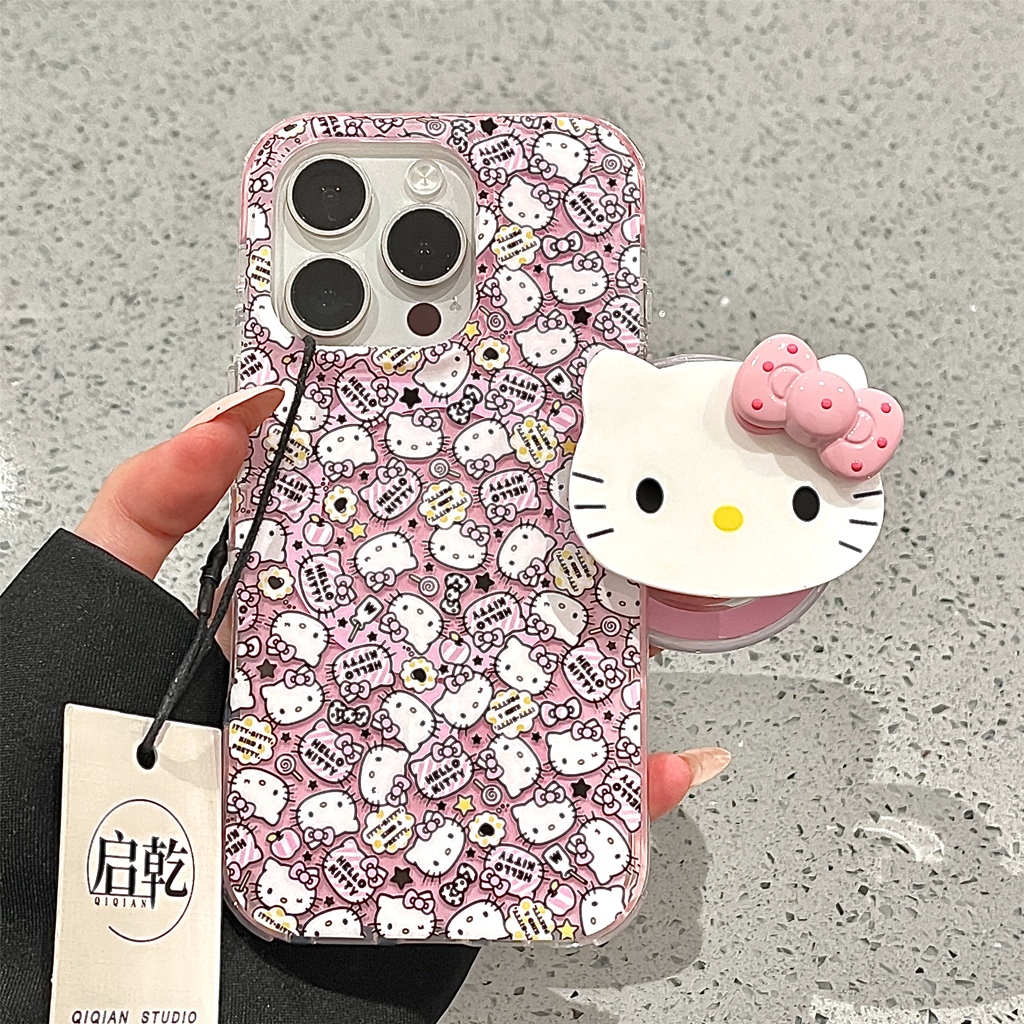 启乾 磁吸壳凯蒂猫带支架iPhone16/15手机壳适用苹果14/13promax双层硬壳少女心可爱卡通哈喽HelloKitty新款