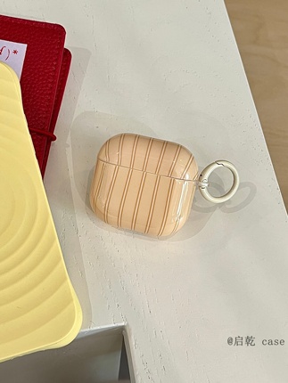 Qigan Original ins Style Double Stripe Airpods 4/3 Earphone Protective Case Set 2pro Second and Third Generation New arrival Suitable for Apple Wireless Bluetooth Silicone Soft Case Niche style Minimalist Fancy Young Adult Heart