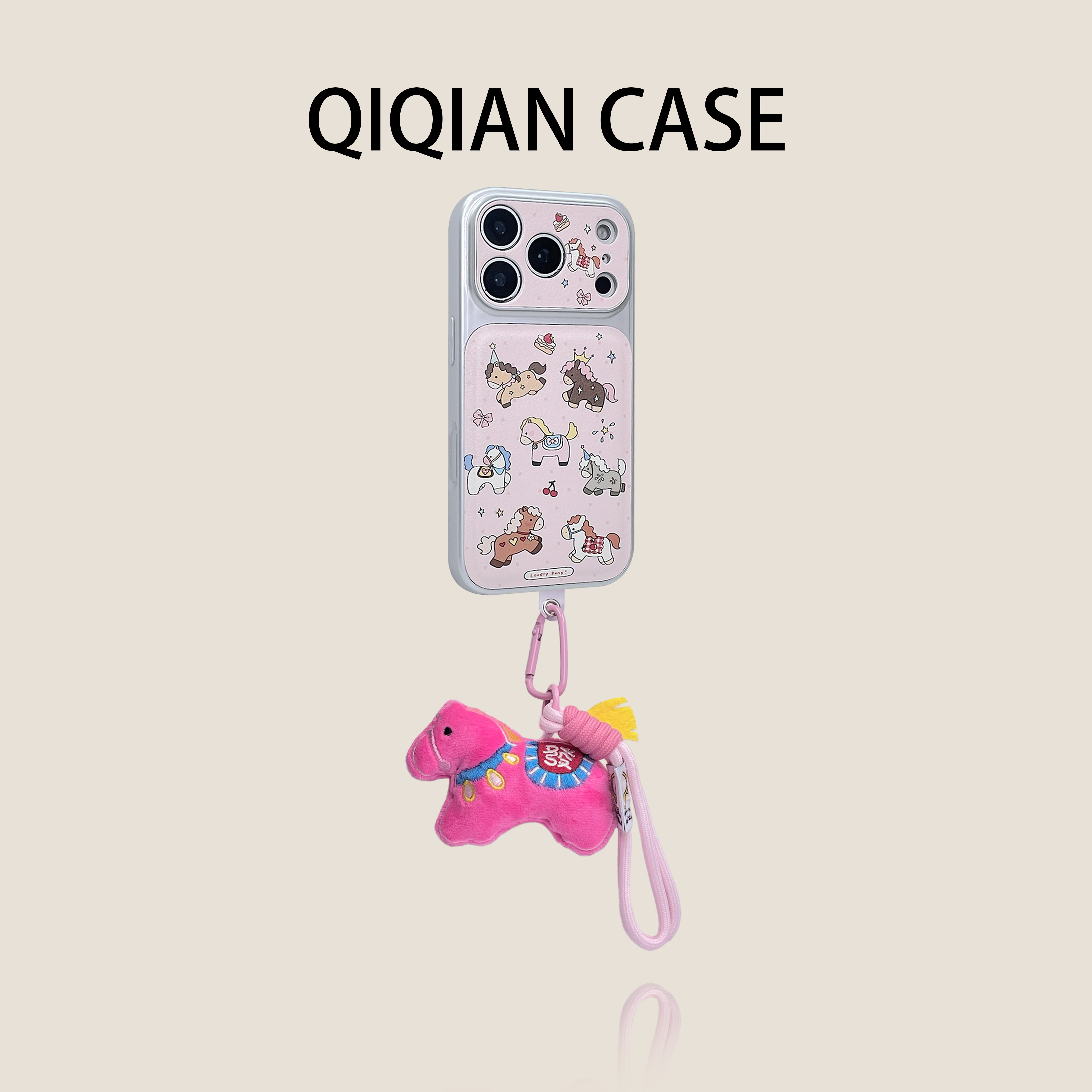 启乾 可爱新款粉色波点百变小马腕带iPhone17/16手机壳适用苹果15/14promax硬壳链条挂绳个性创意少女心ins风,3C数码配件,手机保护套/壳,淘宝优惠券,粉丝福利购,淘宝优惠卷