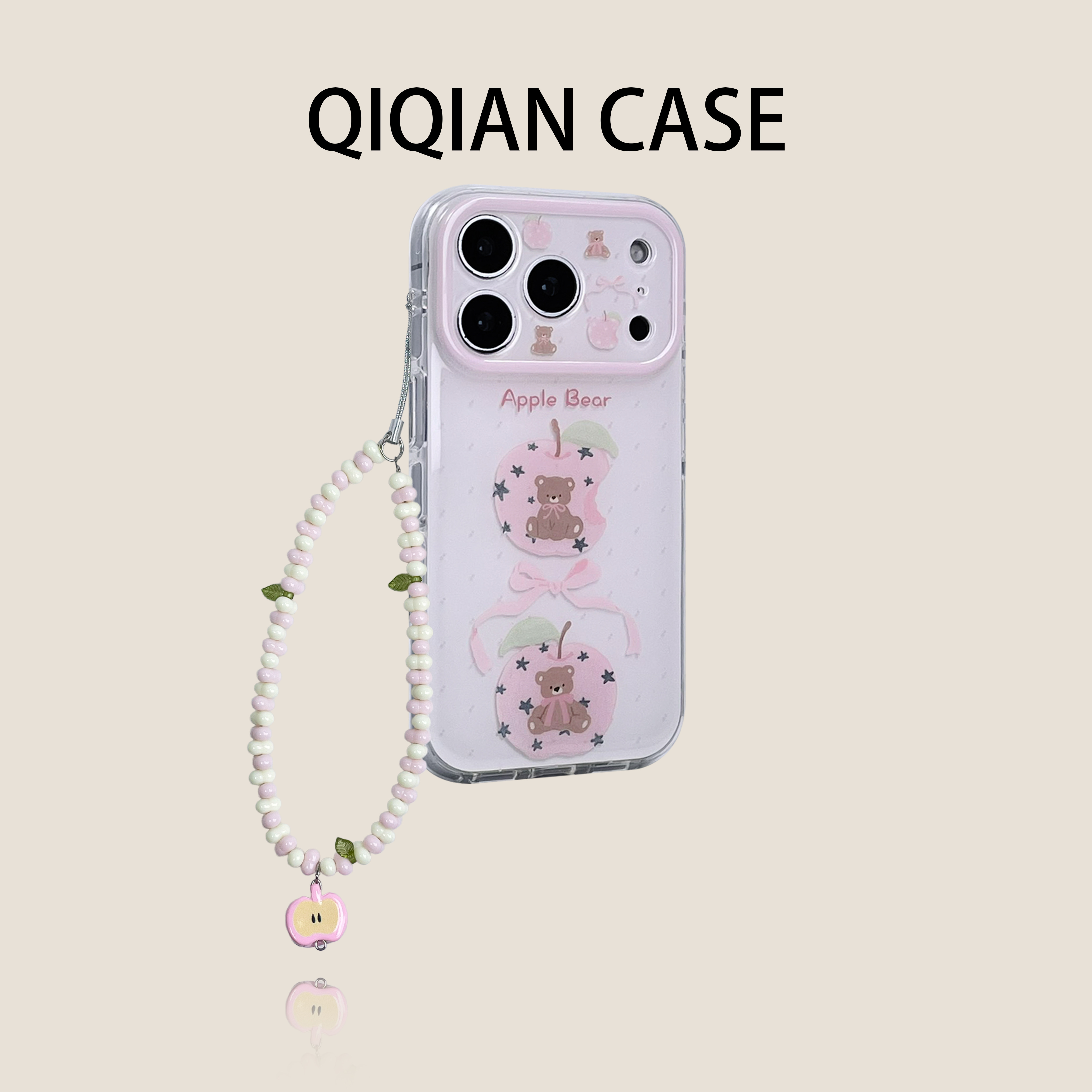 启乾 趣味ins满屏碎花粉苹果星星蝴蝶结小棕熊腕带iPhone1