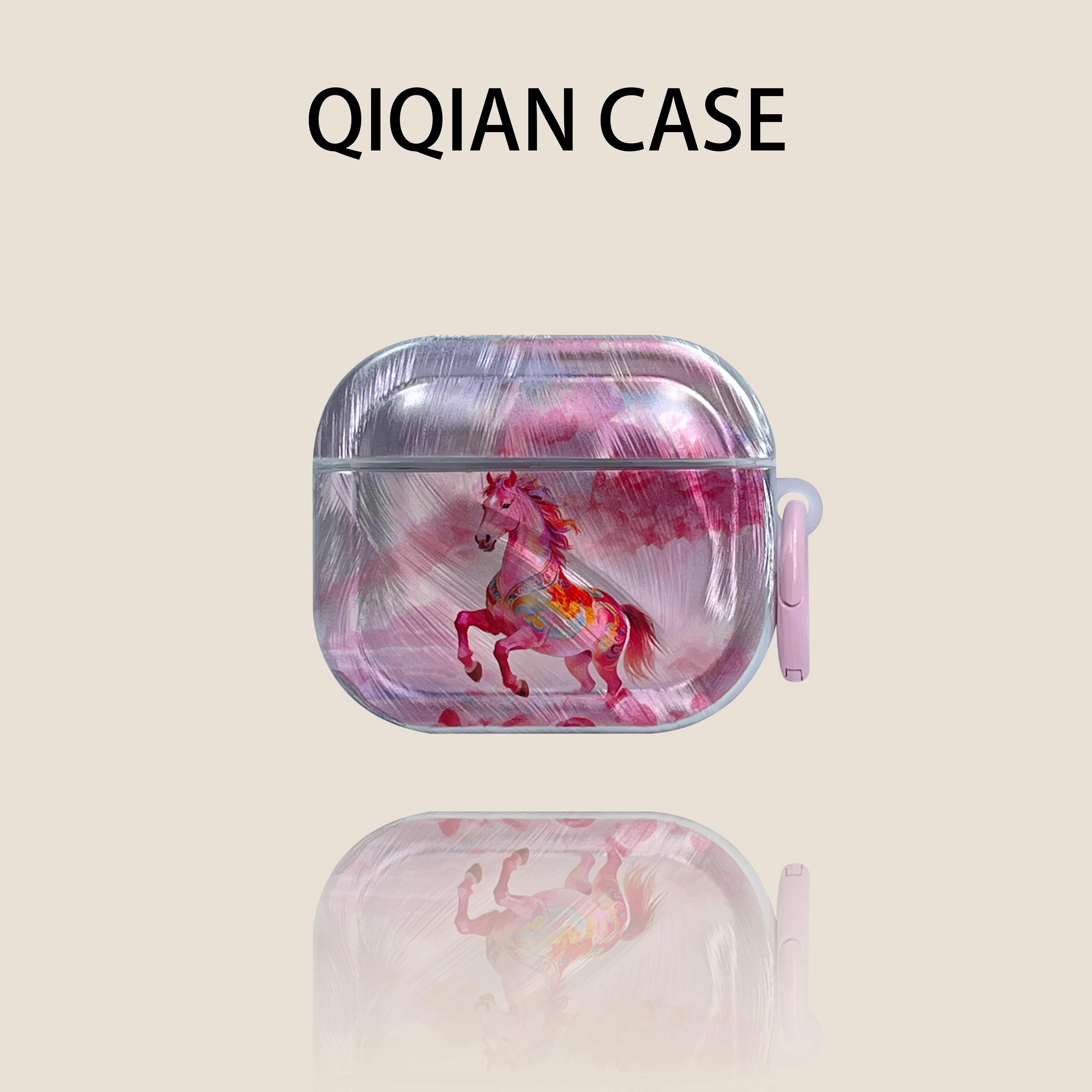 启乾 锡纸纹晕染粉马儿Airpods4/3耳机保护壳套2pro二三代新款适用苹果无线蓝牙硅胶软壳个性创意高级感ins风,3C数码配件,耳机保护套,淘宝优惠券,粉丝福利购,淘宝优惠卷