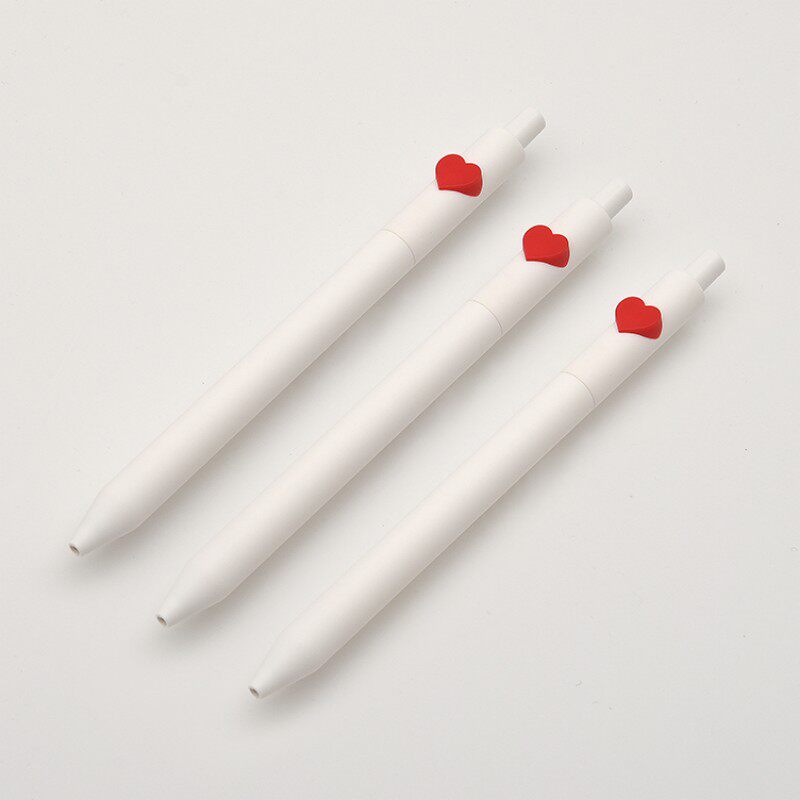 kaco爱心笔黑色笔芯按动式中性笔字母笔水性大学生考试用磨砂笔杆简约