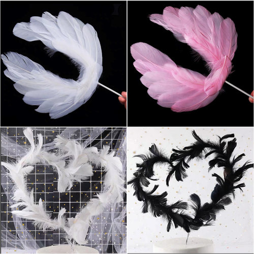 翅膀羽毛蛋糕装饰摆件