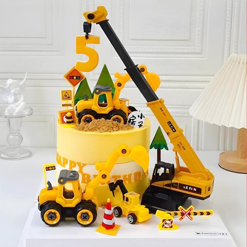吊车起吊机工程车蛋糕装饰摆件