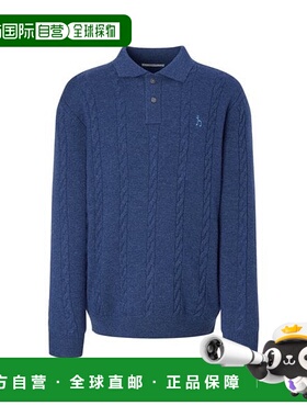 韩国直邮HAZZYS [25FW] [标志性] 深蓝色羊毛线领针织衫（HZSW5D5