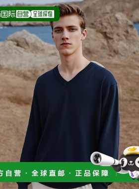 韩国直邮YALE [SUPIMA COTTON] ESSENTIAL V NECK KNIT NAVY男针Y