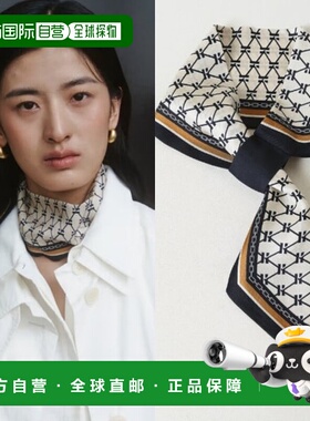 韩国直邮HAZZYS 藏青色首字母图案真丝围巾 HISC5F640N2_s羊毛